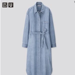 Uniqlo U denim long sleeve shirt dress in XXS